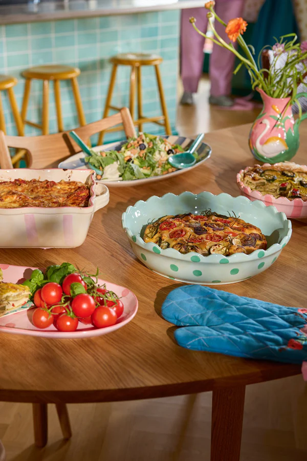 Plato Ovalado Rosa c/Topos Coral - Imagen 2