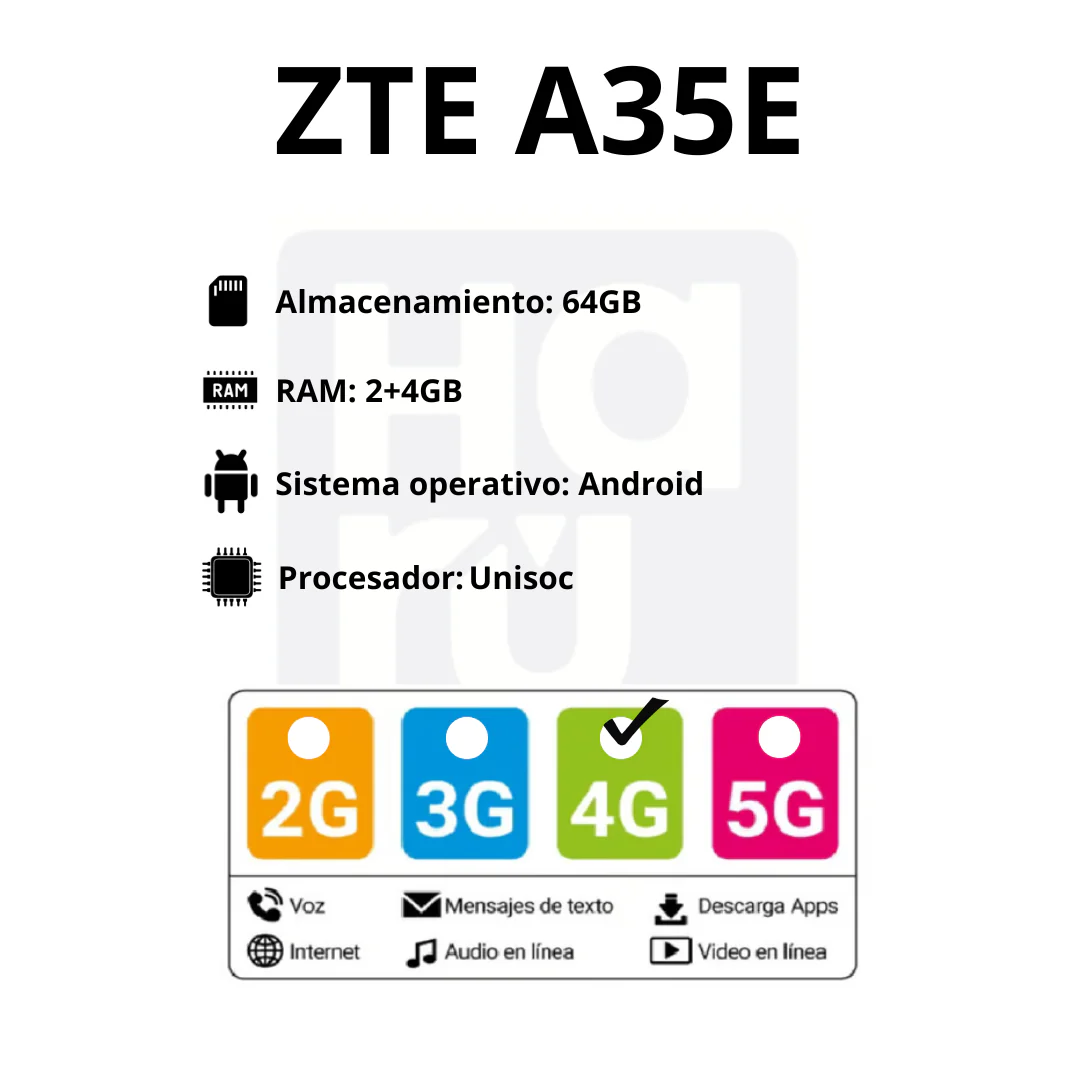 Celular ZTE BLADE A35E 64GB/2+4GB - Verde - Imagen 4